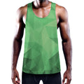 Green Polygonal Geometric Print Men's Workout Tank Top