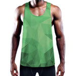 Green Polygonal Geometric Print Training Tank Top