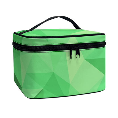 Green Polygonal Geometric Print Travel Makeup Bag