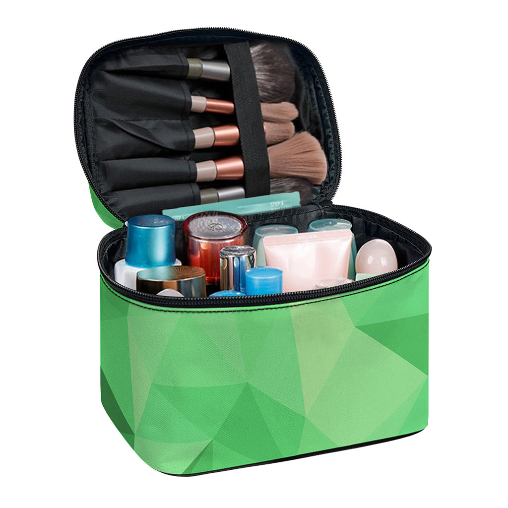 Green Polygonal Geometric Print Travel Makeup Bag