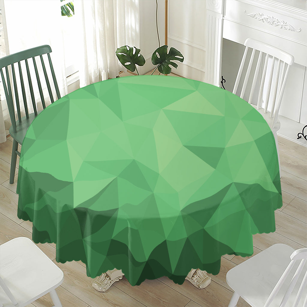 Green Polygonal Geometric Print Waterproof Round Tablecloth