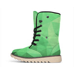 Green Polygonal Geometric Print Winter Boots