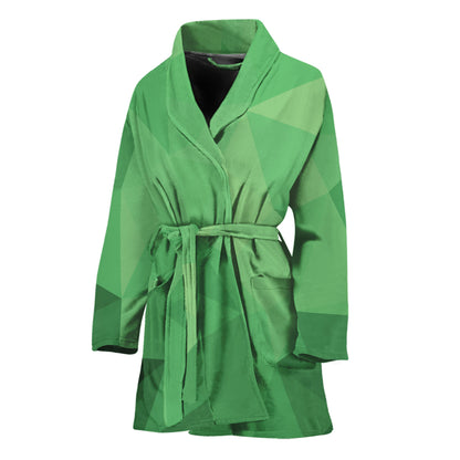 Green Polygonal Geometric Print Women's Bathrobe