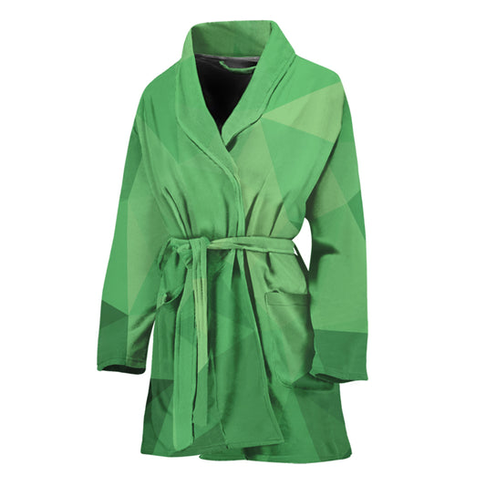 Green Polygonal Geometric Print Women's Bathrobe