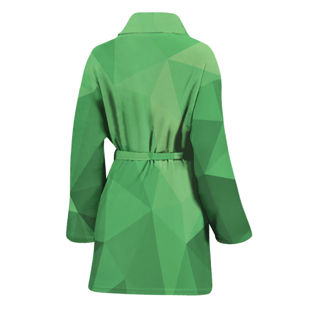 Green Polygonal Geometric Print Women's Bathrobe