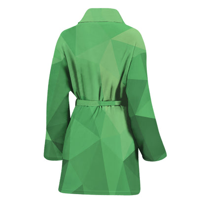 Green Polygonal Geometric Print Women's Bathrobe