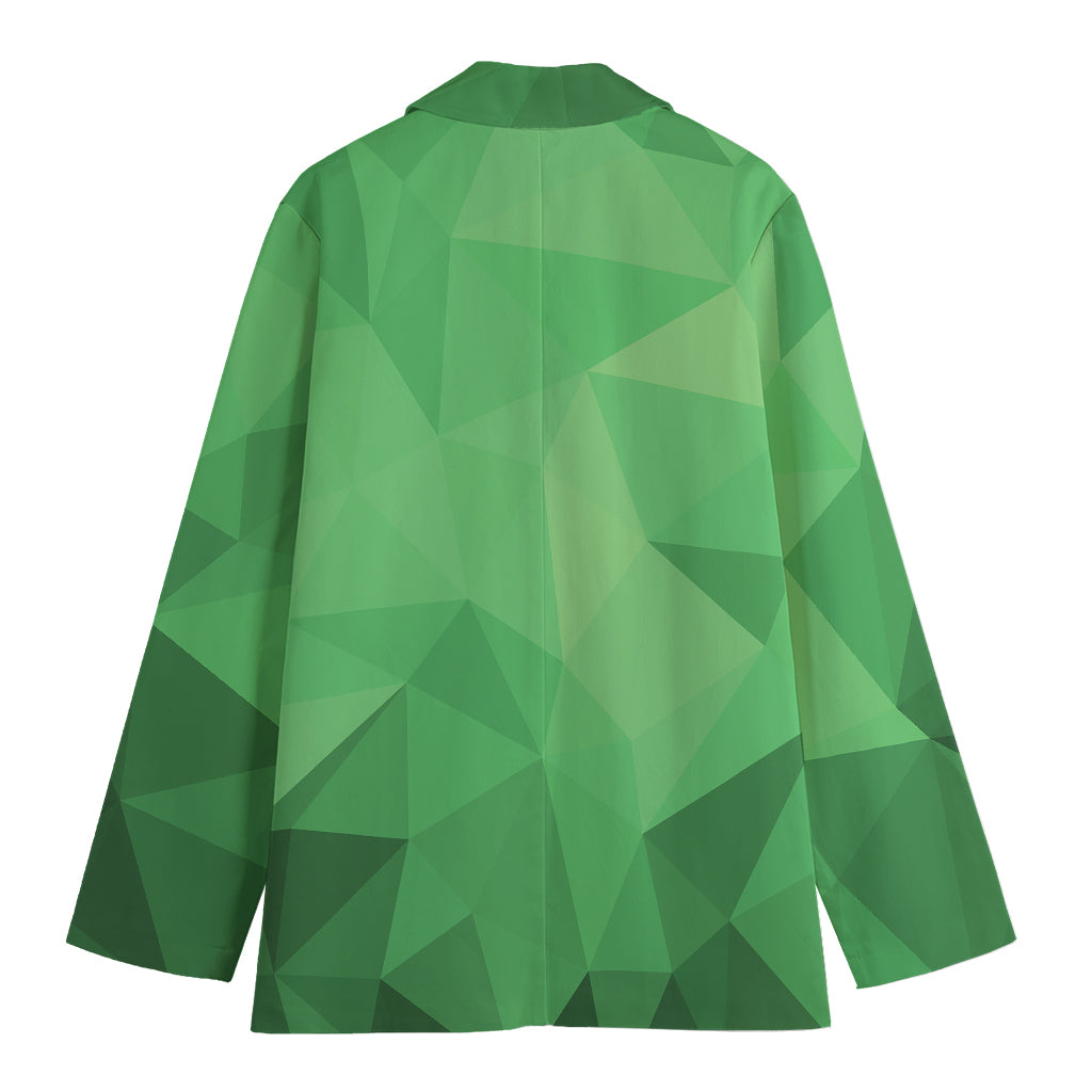Green Polygonal Geometric Print Women's Blazer