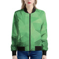 Green Polygonal Geometric Print Women's Bomber Jacket
