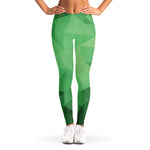Green Polygonal Geometric Print Women's Leggings