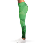 Green Polygonal Geometric Print Women's Leggings
