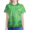 Green Polygonal Geometric Print Women's Polo Shirt