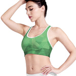 Green Polygonal Geometric Print Women's Sports Bra
