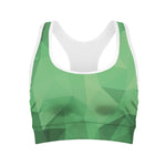 Green Polygonal Geometric Print Women's Sports Bra