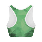 Green Polygonal Geometric Print Women's Sports Bra