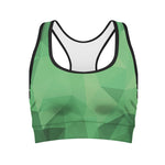 Green Polygonal Geometric Print Women's Sports Bra