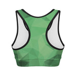 Green Polygonal Geometric Print Women's Sports Bra
