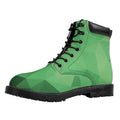 Green Polygonal Geometric Print Padded Collar Lace Up Boots