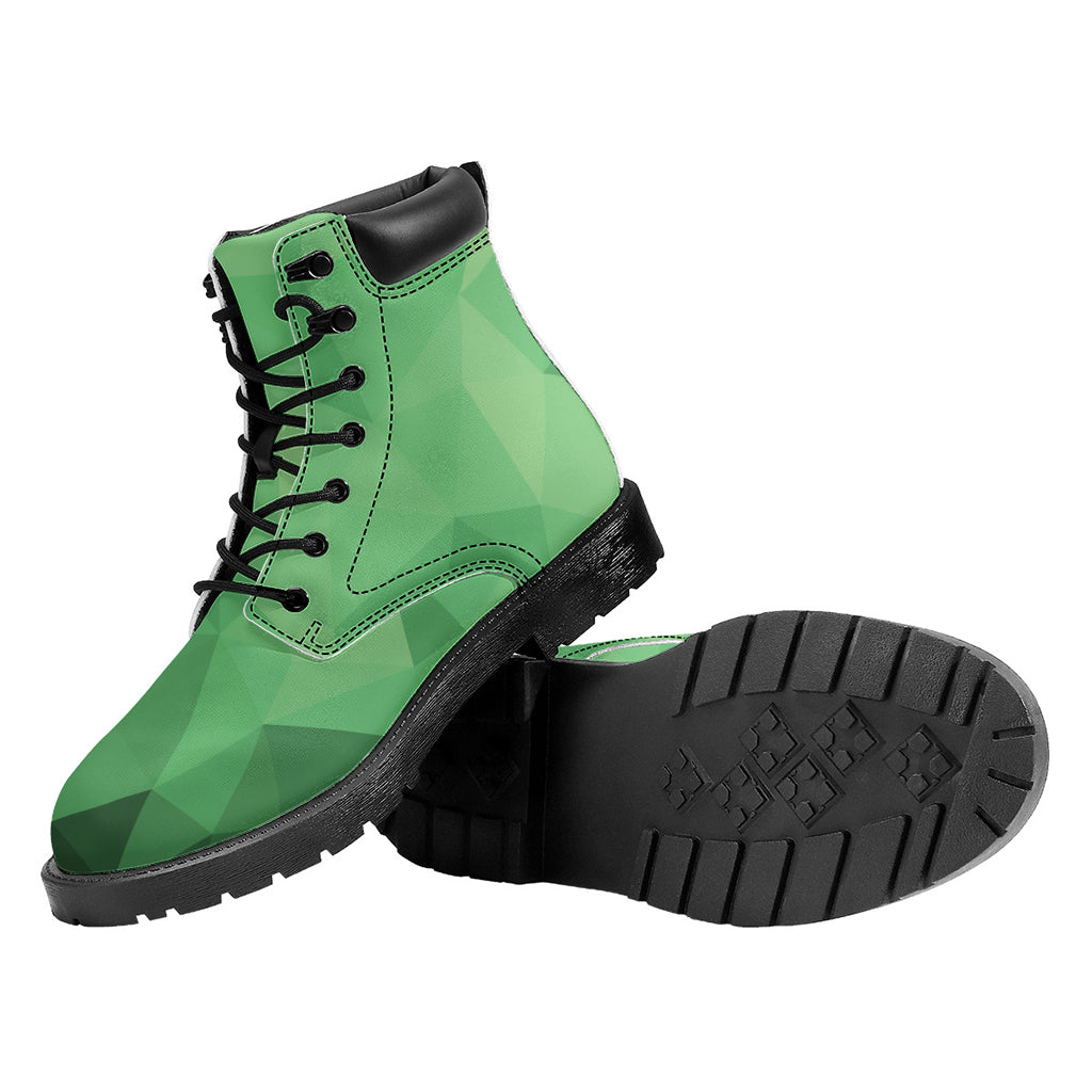 Green Polygonal Geometric Print Work Boots