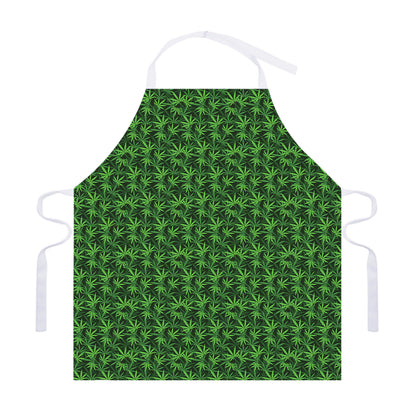 Green Pot Leaf Pattern Print Adjustable Apron