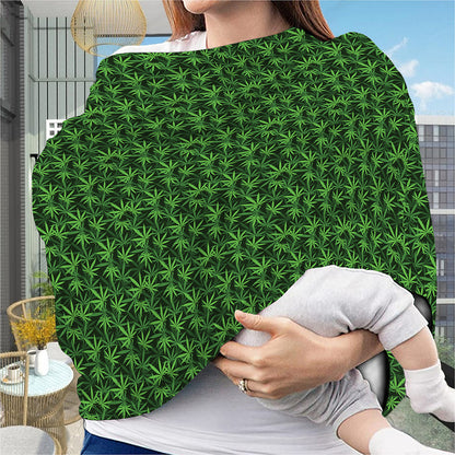 Green Pot Leaf Pattern Print Baby Seat Cover