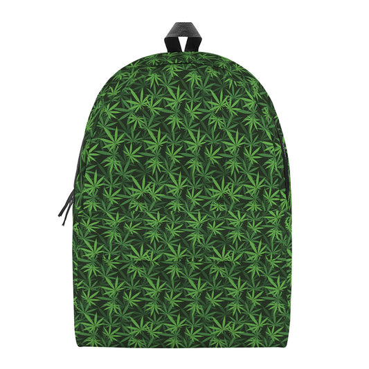 Green Pot Leaf Pattern Print Backpack