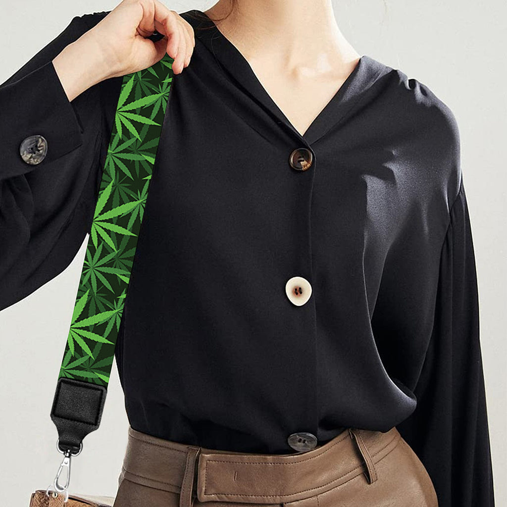 Green Pot Leaf Pattern Print Bag Strap
