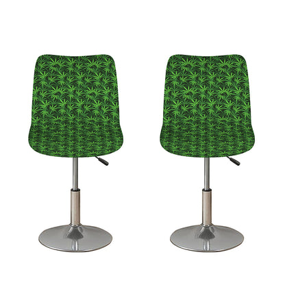 Green Pot Leaf Pattern Print Bar Stool Covers