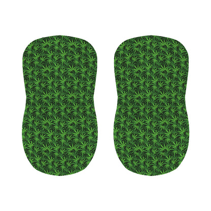 Green Pot Leaf Pattern Print Bar Stool Covers