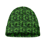 Green Pot Leaf Pattern Print Beanie