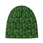 Green Pot Leaf Pattern Print Beanie