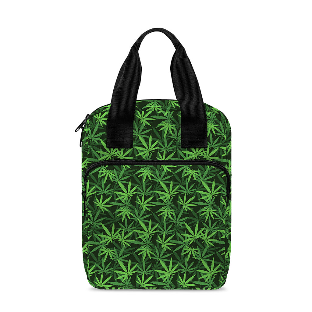 Green Pot Leaf Pattern Print Bible Tote Bag