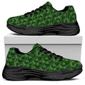 Green Pot Leaf Pattern Print Black Chunky Shoes