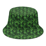 Green Pot Leaf Pattern Print Bucket Hat