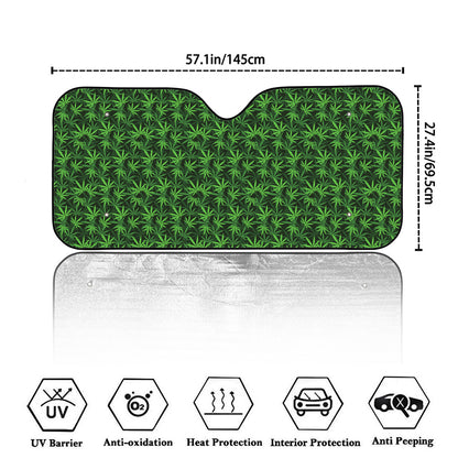 Green Pot Leaf Pattern Print Car Windshield Sun Shade