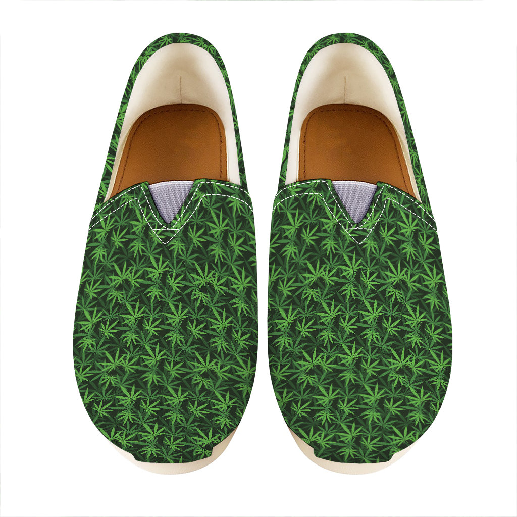 Green Pot Leaf Pattern Print Casual Shoes