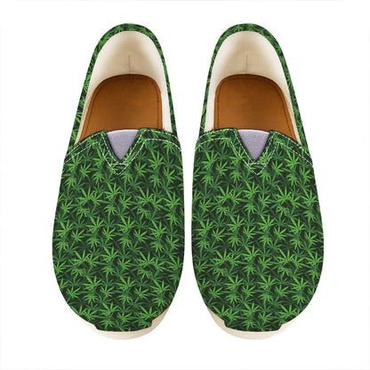 Green Pot Leaf Pattern Print Casual Shoes