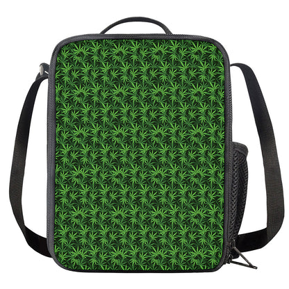 Green Pot Leaf Pattern Print Crossbody Lunch Bag