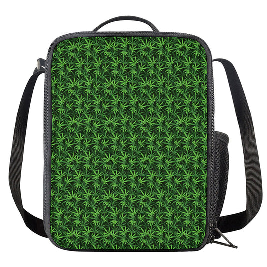 Green Pot Leaf Pattern Print Crossbody Lunch Bag