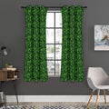 Green Pot Leaf Pattern Print Grommet Curtain Panels
