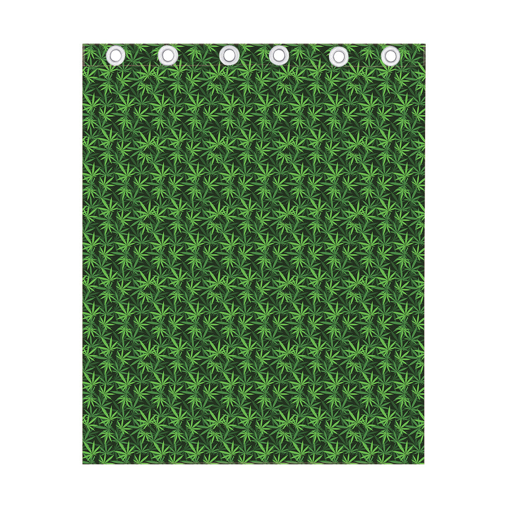 Green Pot Leaf Pattern Print Curtain