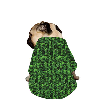 Green Pot Leaf Pattern Print Dog Zip Up Jacket