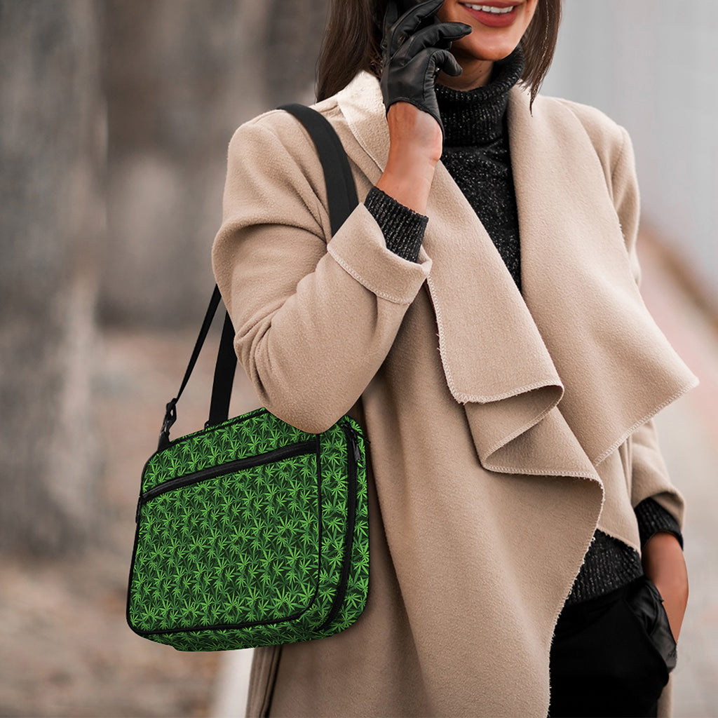 Green Pot Leaf Pattern Print Double Strap Bible Bag