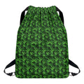 Green Pot Leaf Pattern Print Drawstring Backpack