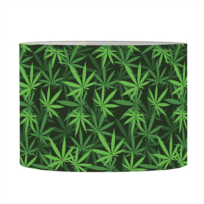 Green Pot Leaf Pattern Print Drum Lamp Shade