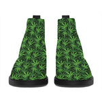 Green Pot Leaf Pattern Print Flat Ankle Boots
