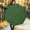 Green Pot Leaf Pattern Print Foldable Umbrella