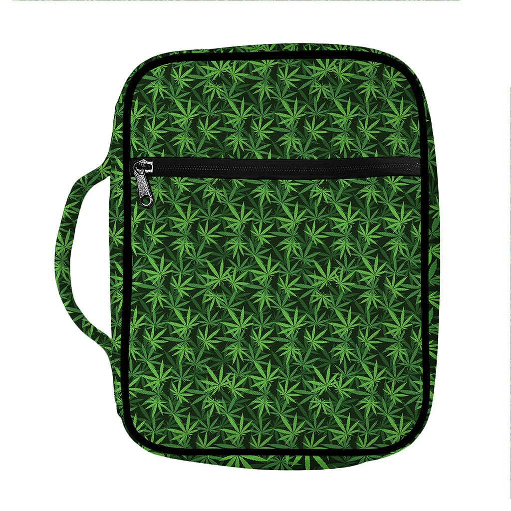 Green Pot Leaf Pattern Print Front Pocket Bible Bag