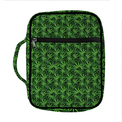 Green Pot Leaf Pattern Print Front Pocket Bible Bag