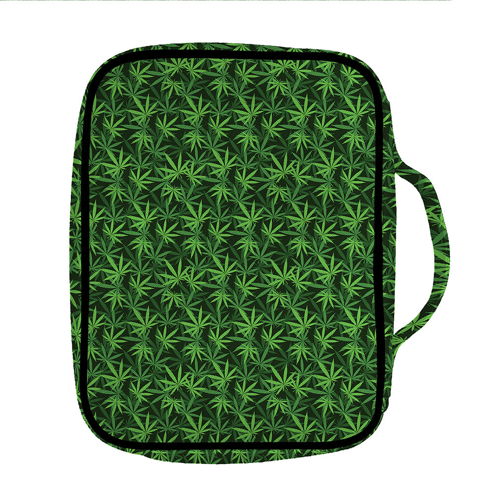 Green Pot Leaf Pattern Print Front Pocket Bible Bag