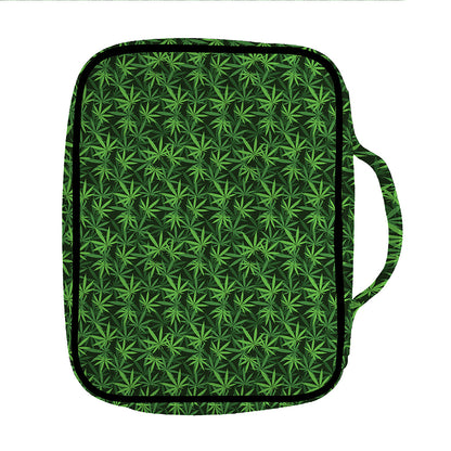 Green Pot Leaf Pattern Print Front Pocket Bible Bag